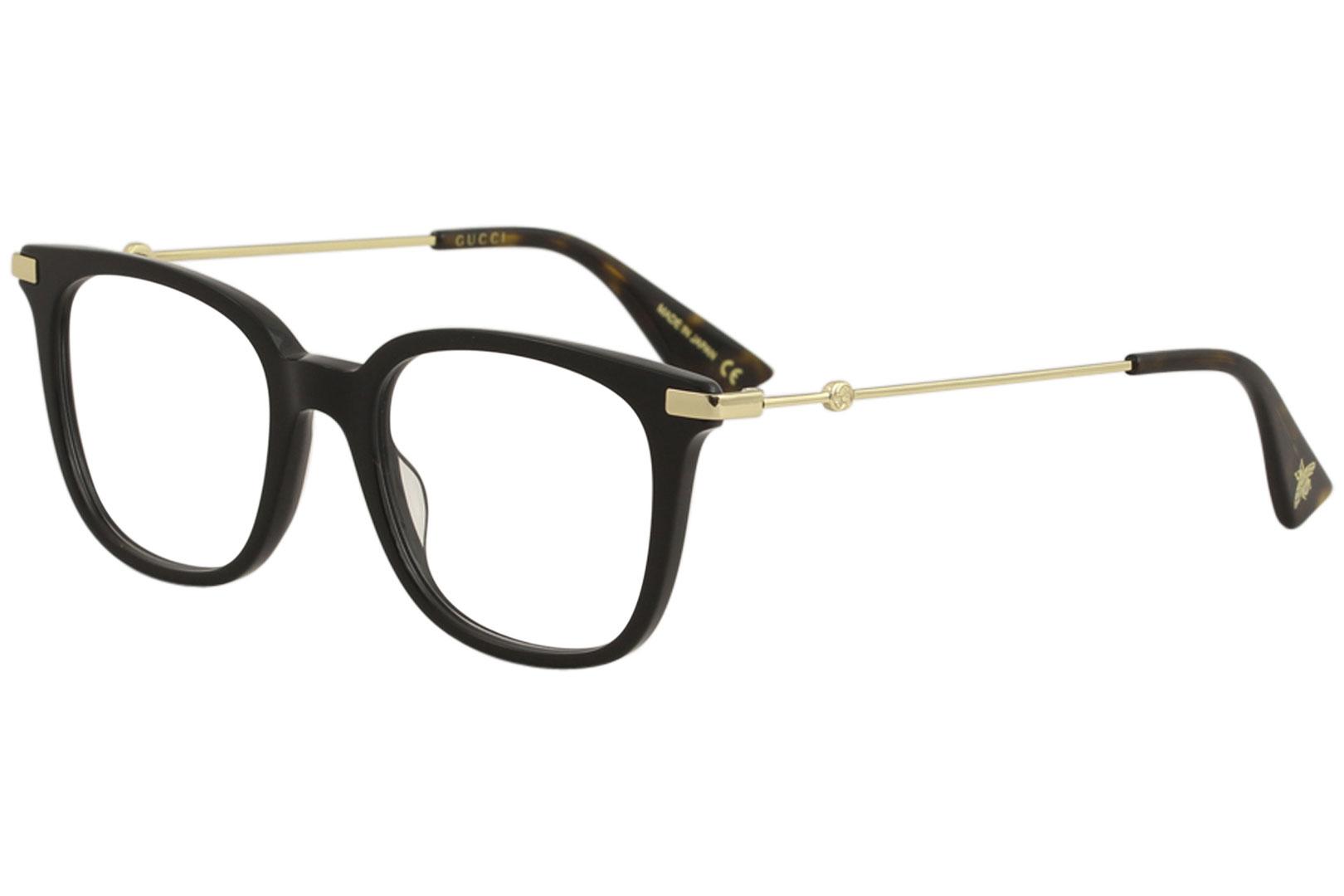 Gucci Women's Eyeglasses GG0110O GG/0110/O Full Rim Optical Frame - Black/Gold   001 - Lens 49 Bridge 19 Temple 145mm