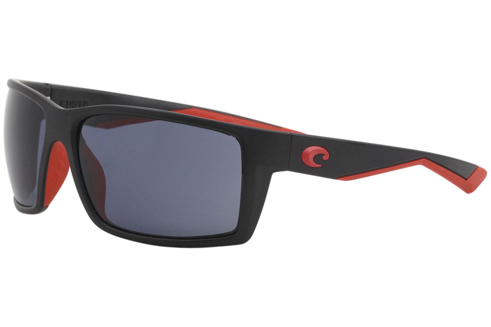 RFT 197 Race Black Rectangle Polarized Sunglasses 64mm - Race Black/Polarized Grey   580P - Lens 64 Bridge 16 B 42 Temple 112mm - Costa Del Mar Reefton