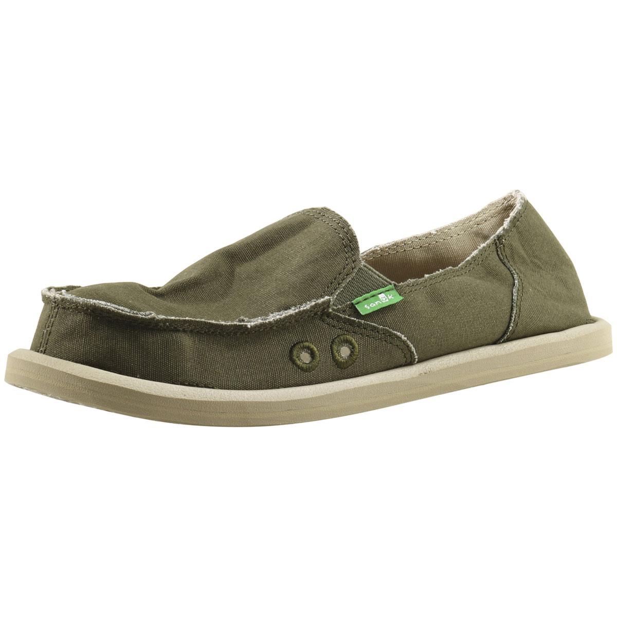 Sanuk Women's Donna Daily Sidewalk Surfer Loafers Shoes - Dark Olive - 9 B(M) US