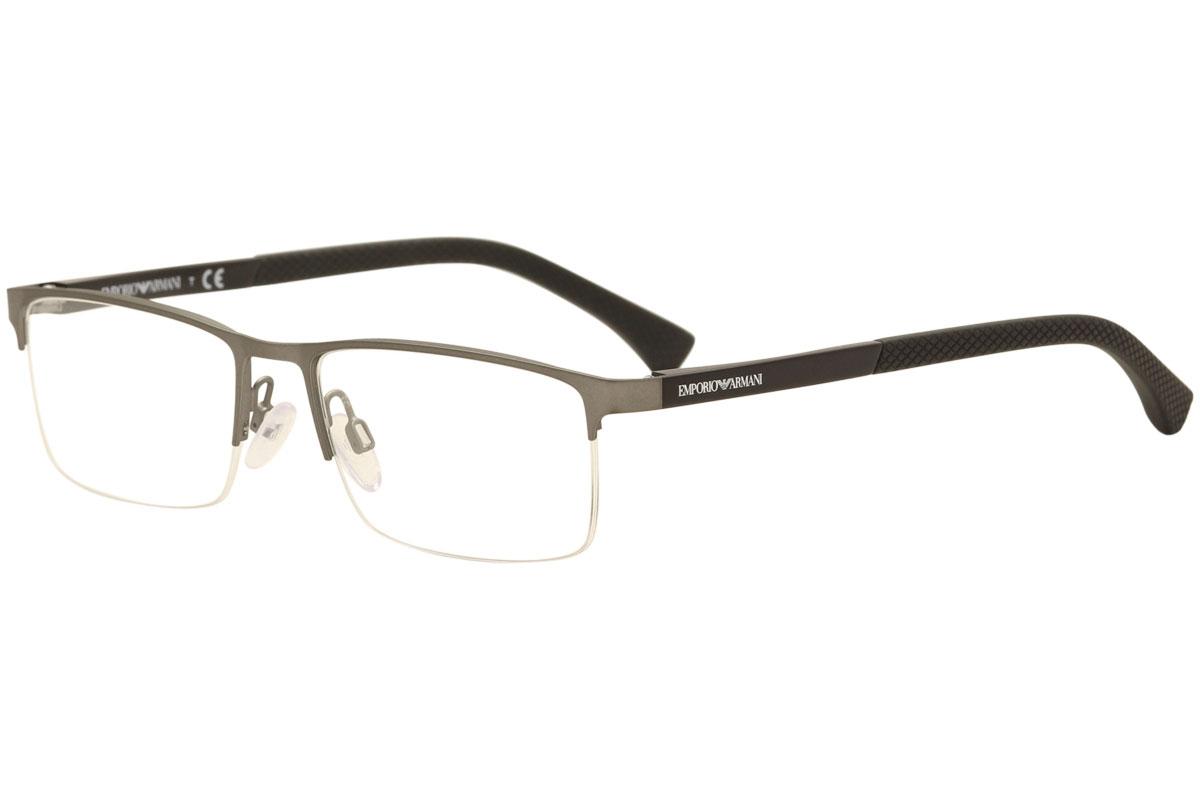 Emporio Armani Men's Eyeglasses EA1041 EA/1041 Half Rim Optical Frame - Gunmetal Rubber/Black   3130 - Lens 55 Bridge 17 Temple 140mm