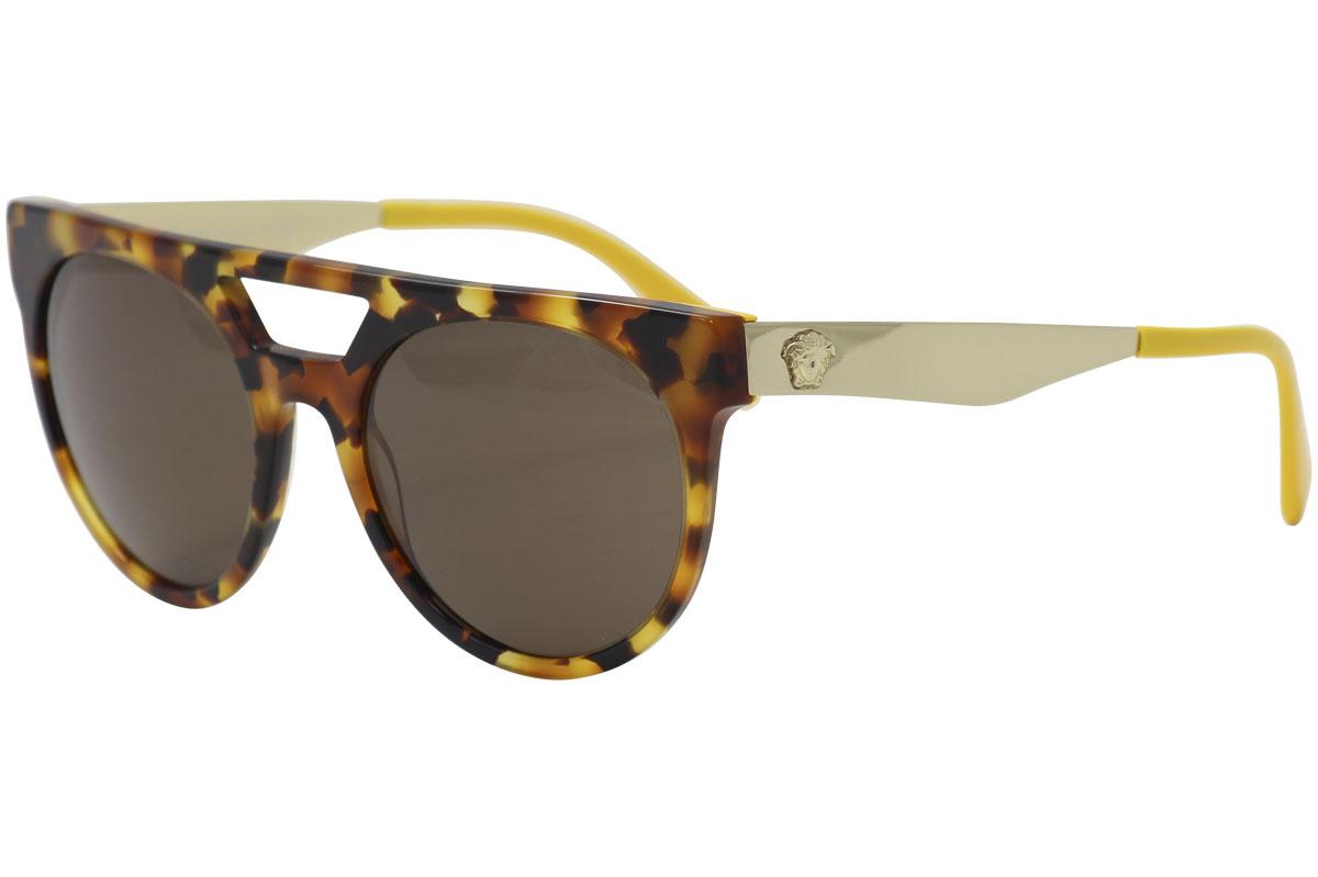 Versace Men's 4339 Round Sunglasses - Havana Yellow Gold/Brown   5249/73  - Lens 55 Bridge 20 Temple 145mm