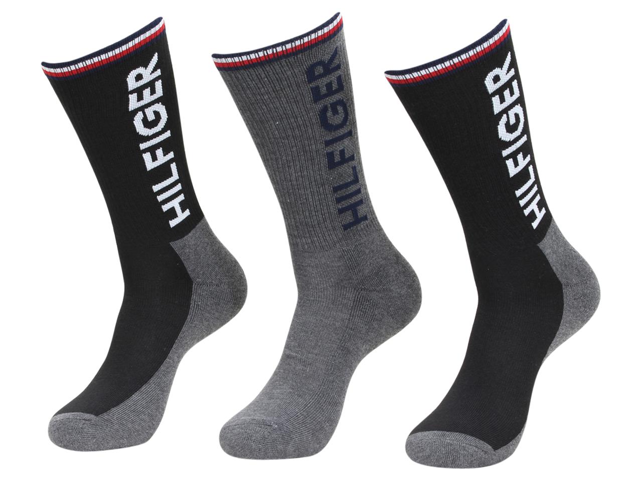 Tommy Hilfiger Men's 3 Pairs Striped Cuff Crew Socks - Assorted Black - 10 13; Fits 7 12