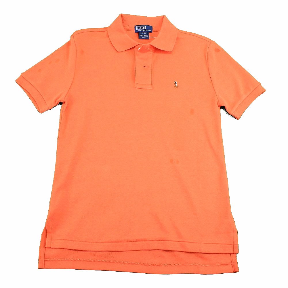 Polo Ralph Lauren Boy's Classic Cotton Short Sleeve Polo T Shirt - Orange - Small   Youth