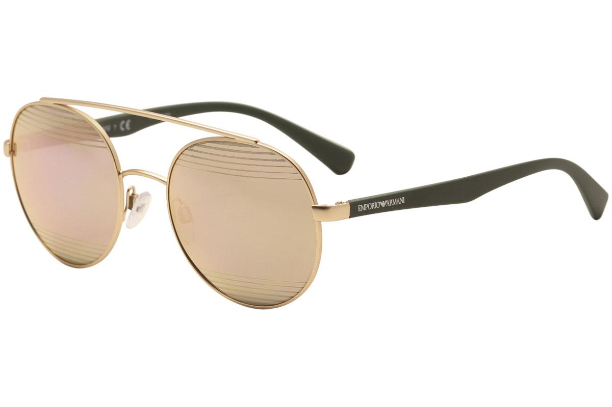 Emporio Armani Men's EA2051 EA/2051 Round Sunglasses - Matte Rose Gold Green/Gray Rose Gold Mir  3167/4Z  -  Lens 53 Bridge 20 Temple 140mm
