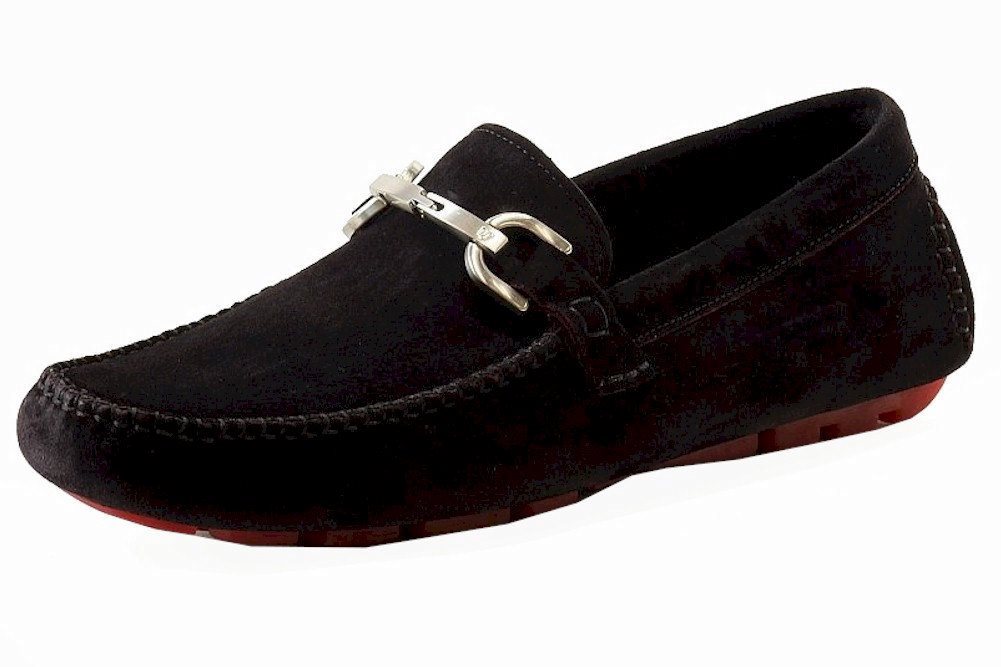 Donald J Pliner Men's Veeda Suede Fashion Loafers Shoes - Black/Red - 9