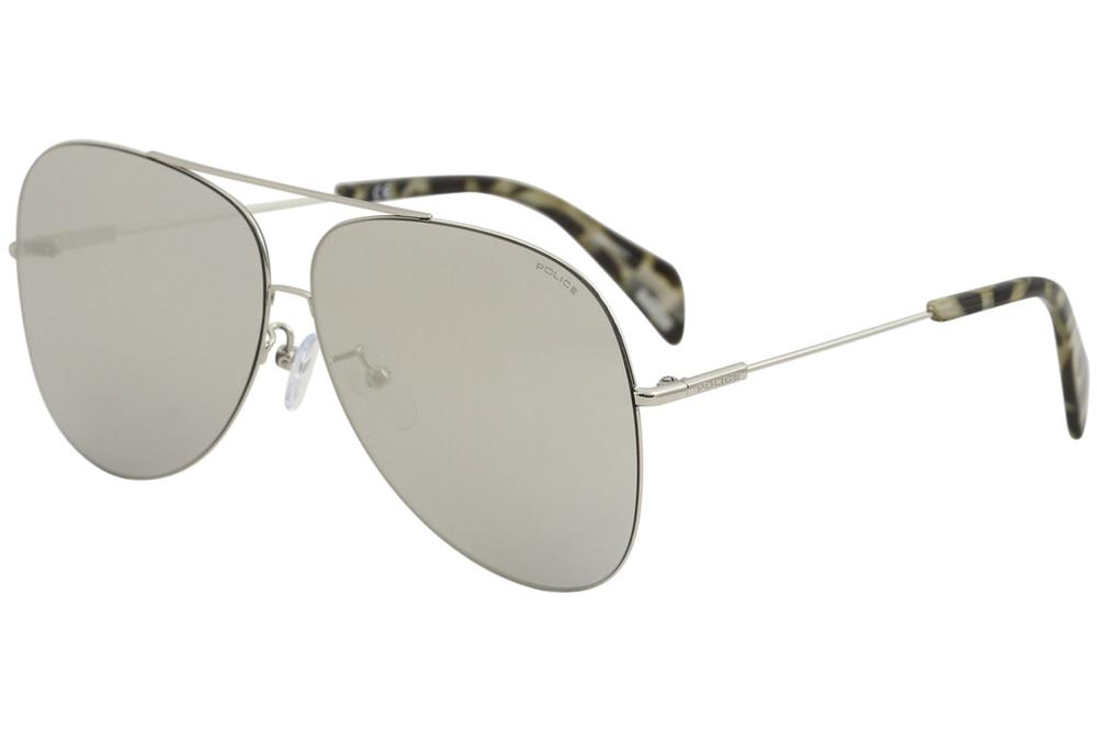 Police Men's Goldeneye 3 SPL406 SPL/406 Fashion Pilot Sunglasses - Shiny Palladium/Grey Silver Mirror   579X - Lens 62 Bridge 11 Temple 135mm