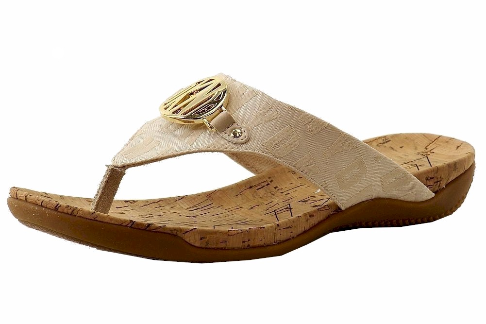Donna Karan DKNY Women's Bianca Fashion Flip Flops Sandals Shoes - Hemp Logo - 6.5 B(M) US