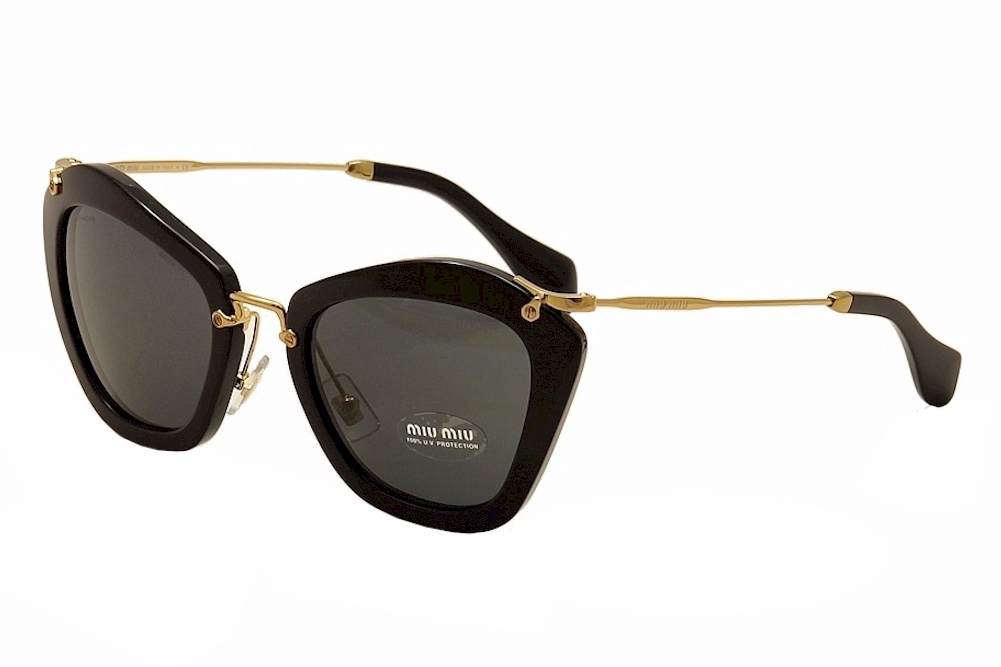Miu Miu Women's SMU10N SMU/10N Fashion Cat Eye Sunglasses - Black/Gray   1AB 1A1 - Lens 55 Bridge 24 Temple 140mm