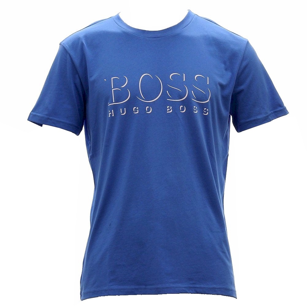 Hugo Boss Men's Cotton Logo Short Sleeve T Shirt - Light Blue - Large