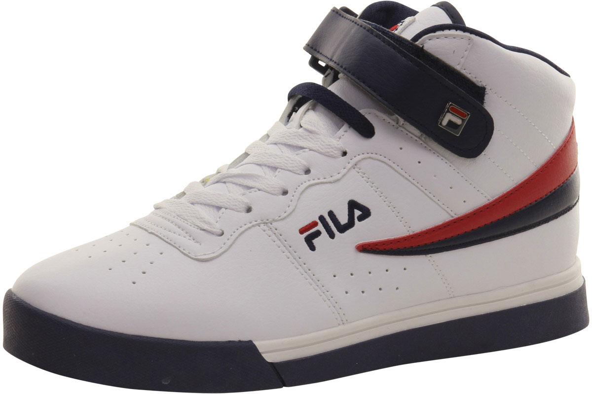 Fila Men's Vulc 13 Mid Plus Sneakers Shoes - White/Fila Navy/Fila Red - 8 D(M) US
