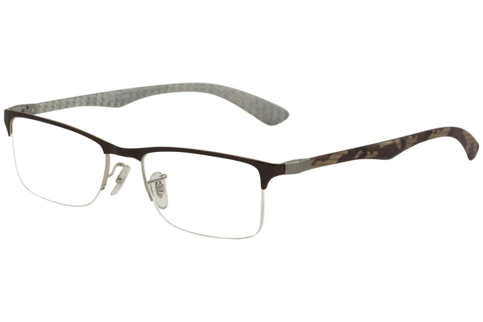 Ray Ban Men's Eyeglasses RX8413 RX/8413 RayBan Half Rim Optical Frame - Brown - Lens 52Bridge 18 B 31.4 ED 55.9 Temple 145mm -  Ray-Ban