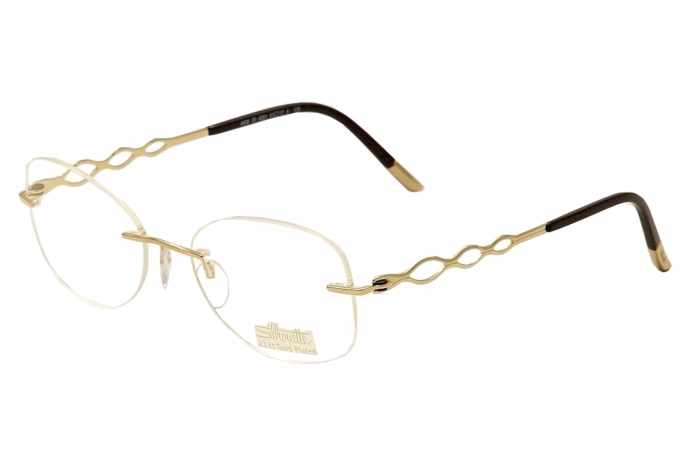 Silhouette Eyeglasses Charming Diva 4458 6051 23k Gold Plated Optical Frame