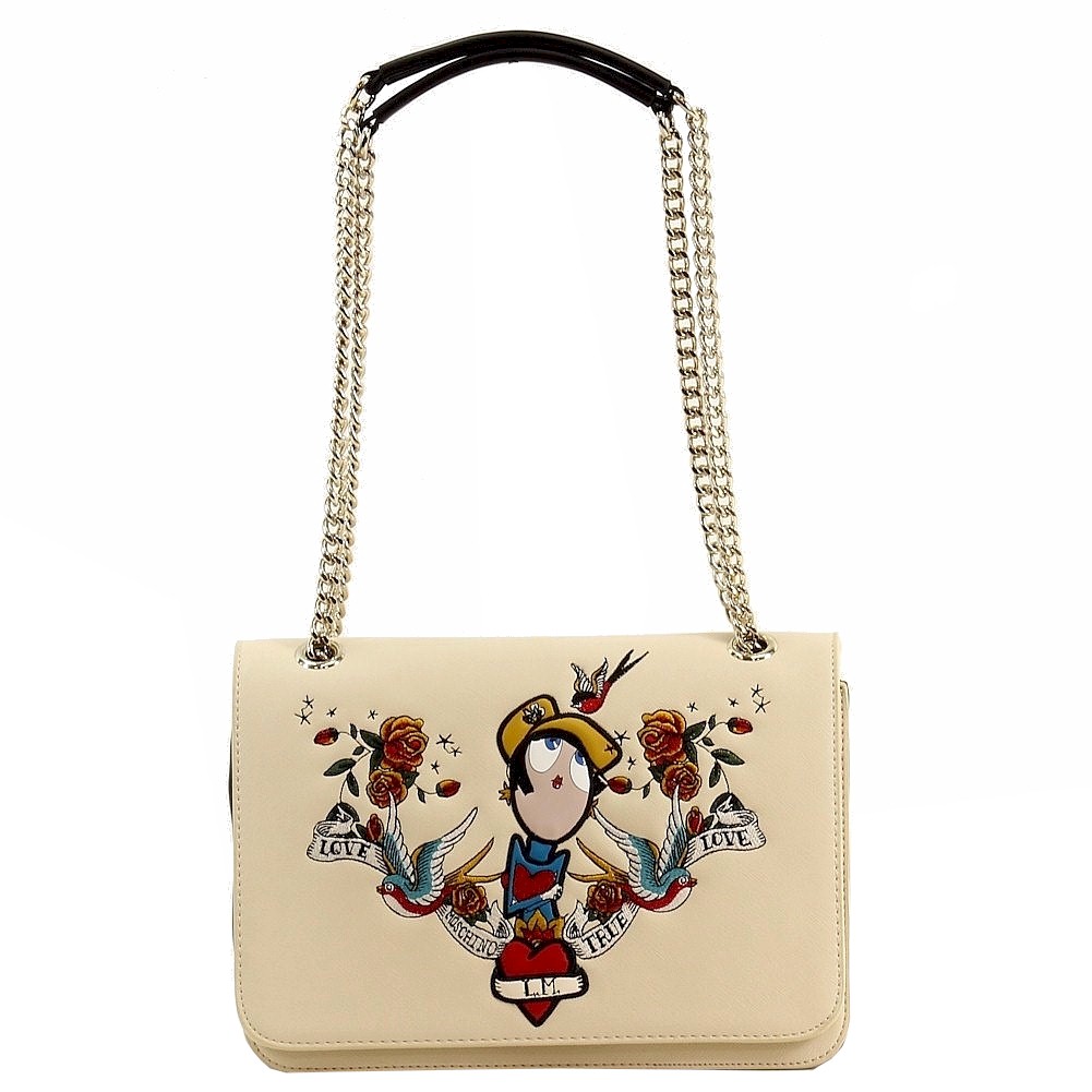 Love Moschino Women S Printed Saffiano Flap Over Satchel Handbag