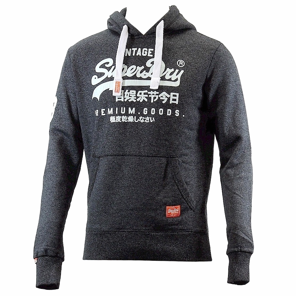 Superdry Men's Premium Goods Hooded Pull Over Sweat Shirt - Black - XX Large -  Premium Goods Hoodie; M20LA010