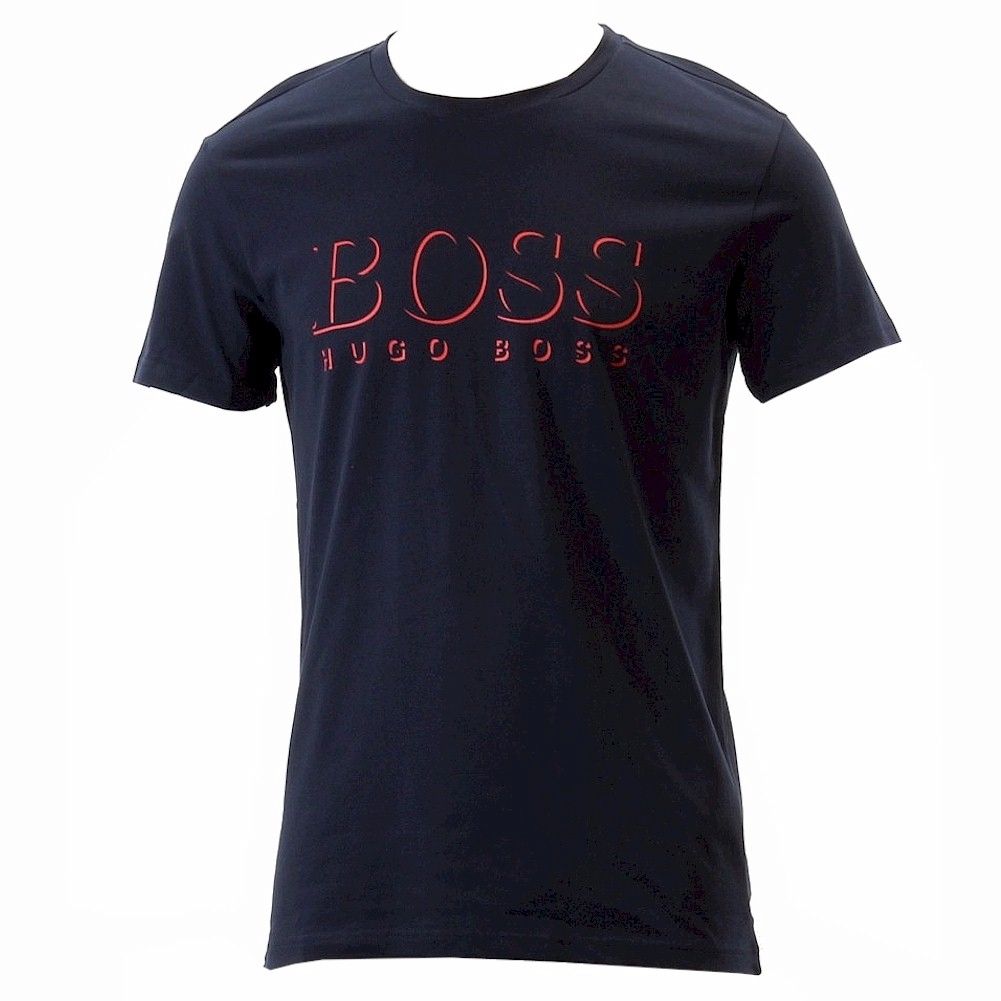Hugo Boss Men's Cotton Logo Short Sleeve T Shirt - Dark Blue   406 - Medium