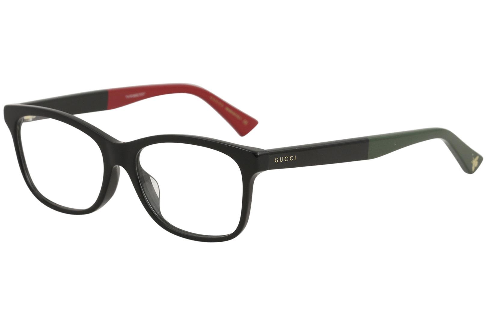 Gucci Men's Eyeglasses GG0162OA GG/0162/OA Full Rim Optical Frame - Black/Green/Red   003 - Lens 55 Bridge 17 Temple 150mm (Asian Fit)