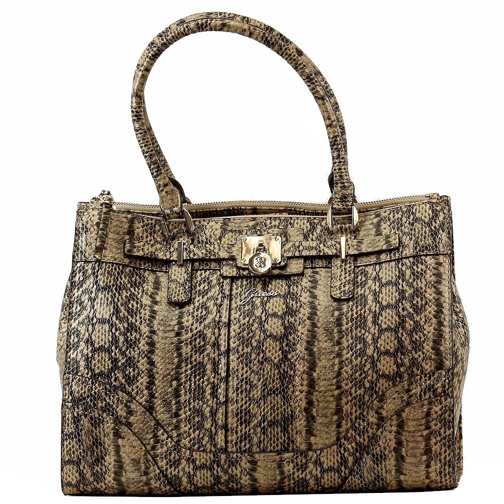 Guess Women's Greyson Status Carryall Tote Handbag - Camel Python