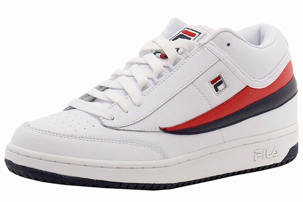 Fila Men's T 1 Mid Lace Up Sneakers Shoes - White/Navy/Red - 8.5 D(M) US