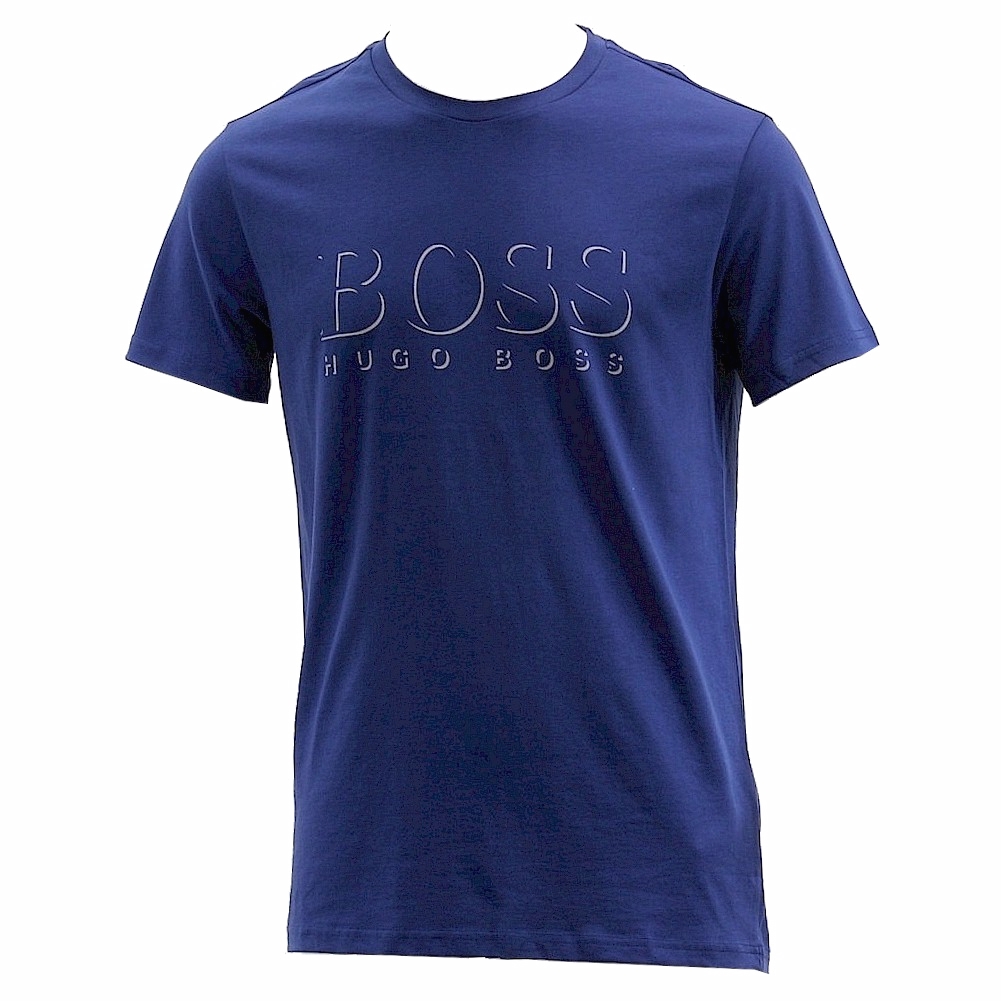 Hugo Boss Men's Cotton Logo Short Sleeve T Shirt - Navy Blue   424 - XX Large