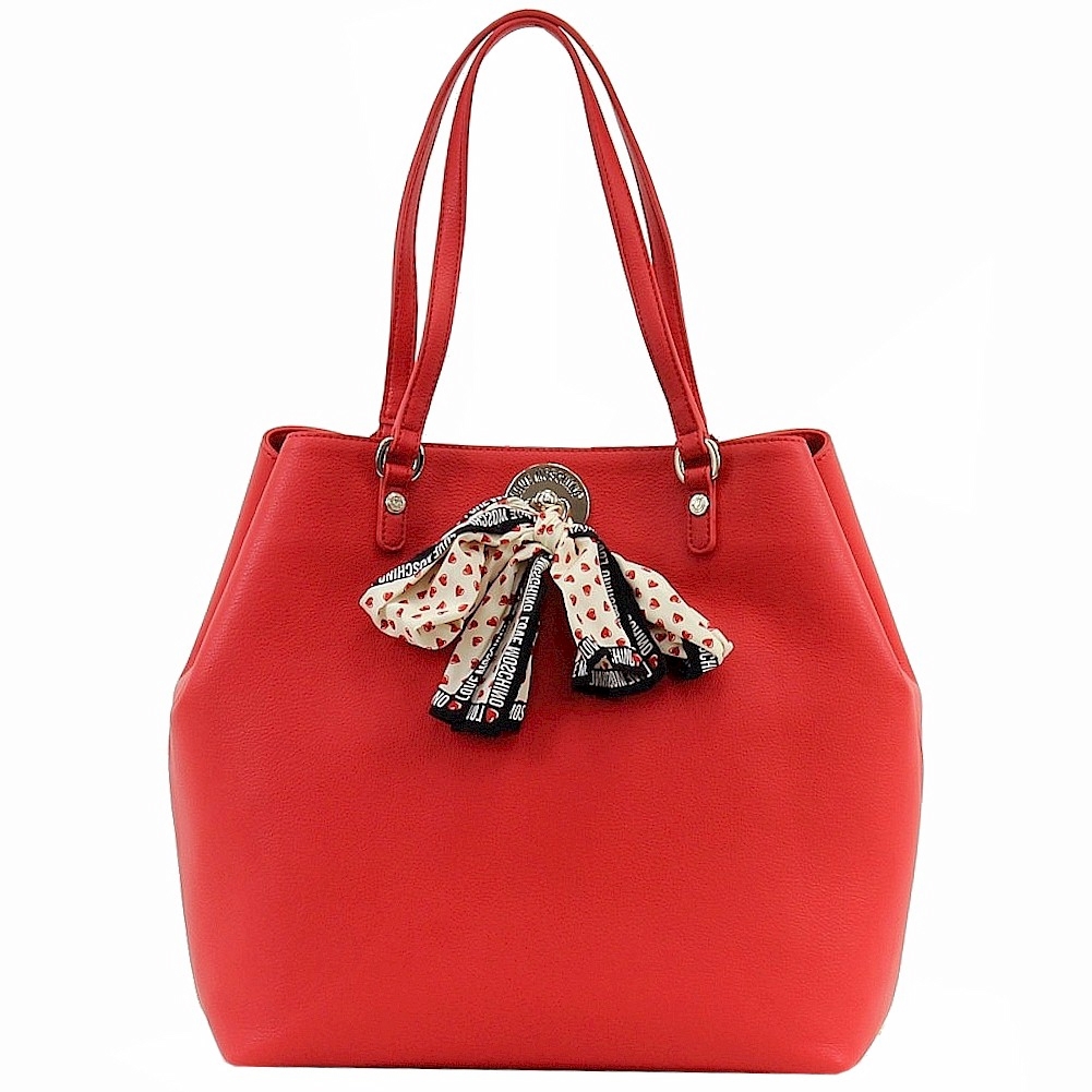 Love Moschino Women S Pebbled Leather Tote Handbag W Scarf