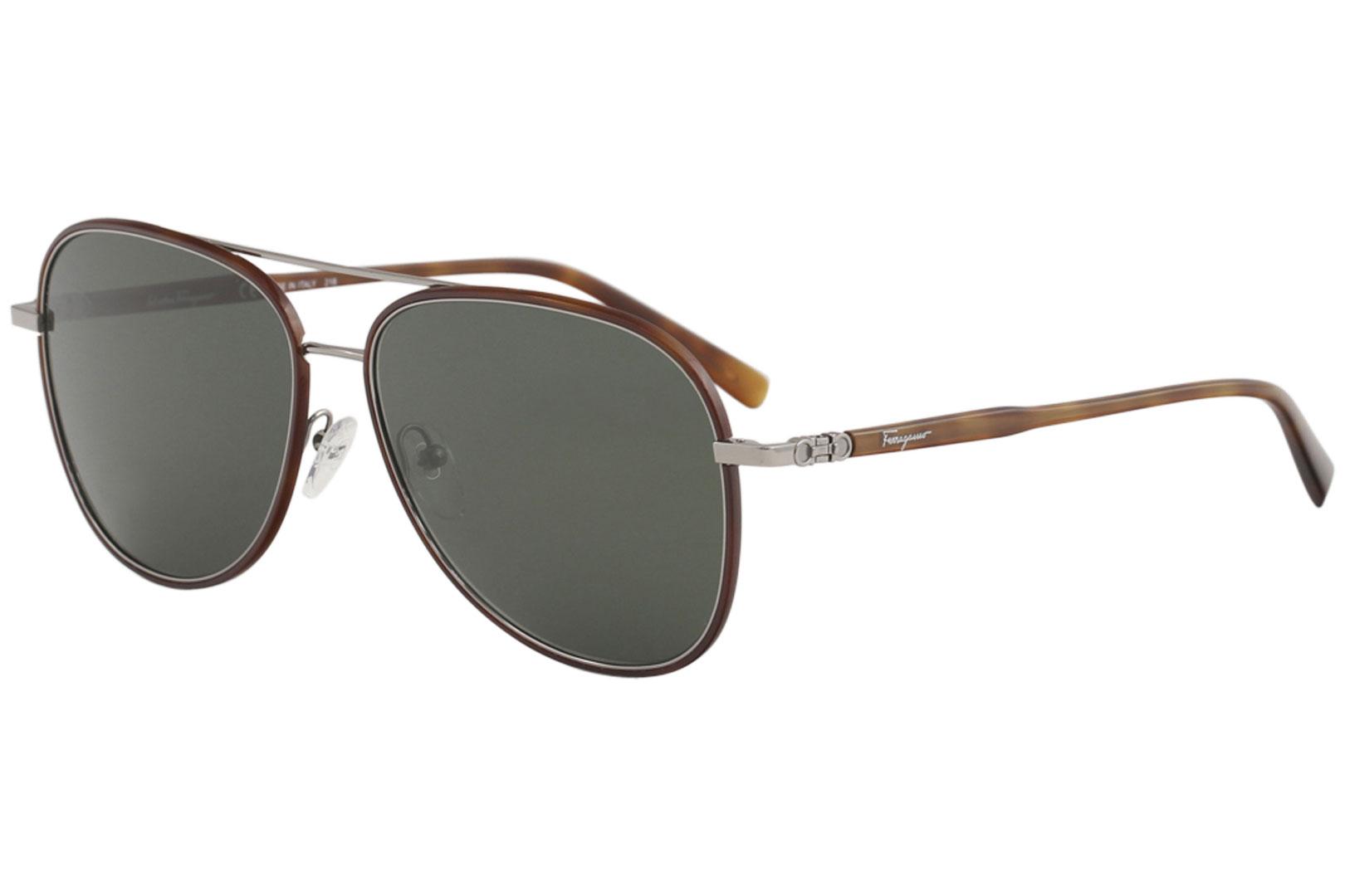Salvatore Ferragamo Men's SF181S SF/181/S Fashion Pilot Sunglasses - Tortoise/Green   214 - Lens 60 Bridge 15 Temple 145mm
