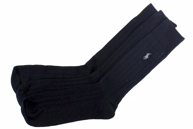 Polo Ralph Lauren Men's 3 Pairs Ribbed Dress Trouser Socks Sz: 10 13 Fits 6 12.5 - Black - 10 13 Fits 6 12.5 -  8081PK