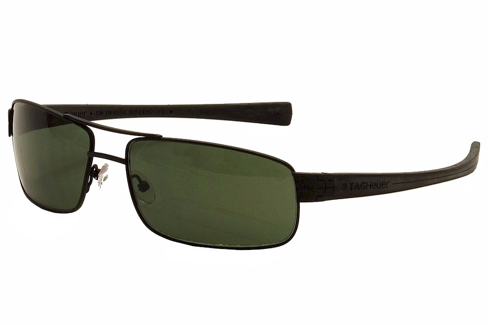 Tag Heuer Men's LRS TH0254 TH/0254 TagHeuer Sunglasses - Black/Outdoor Green   301 - Lens 61 Bridge 17 Temple 130mm