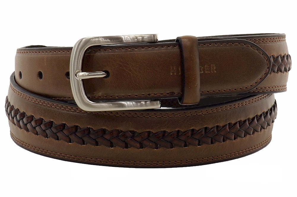 Tommy Hilfiger Men's Double Stitch Genuine Leather Belt - Brown - 44