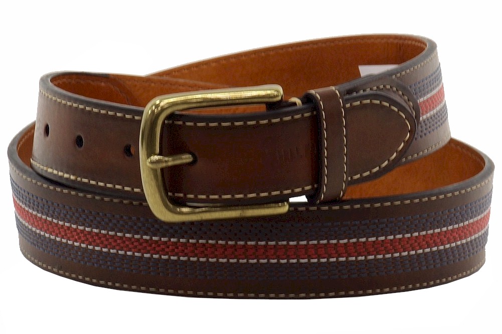 Tommy Hilfiger Men's Center Stitch Leather Belt - Brown - 40