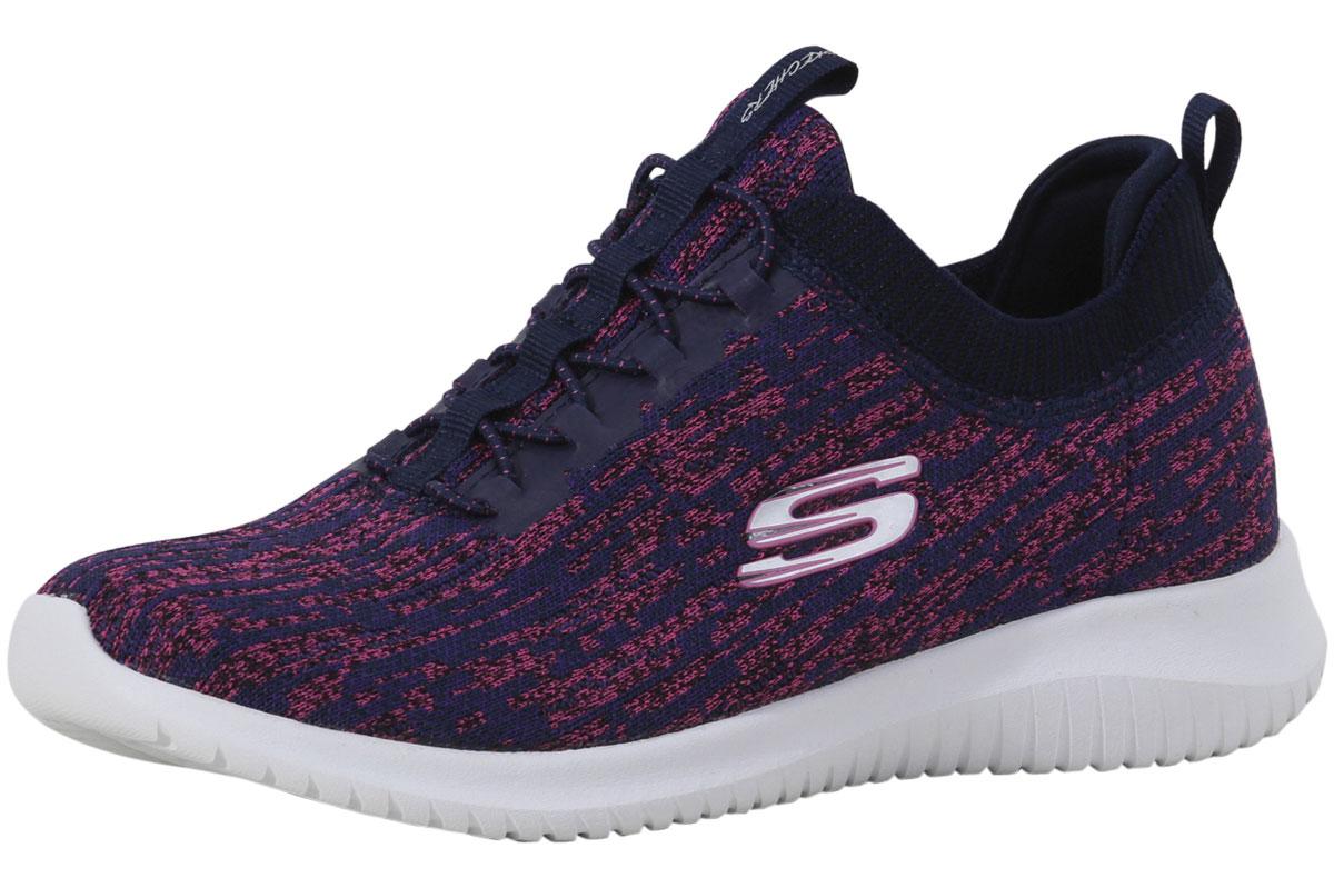 Skechers Women's Ultra Flex Bright Horizon Memory Foam Sneakers Shoes - Navy/Pink - 6 B(M) US