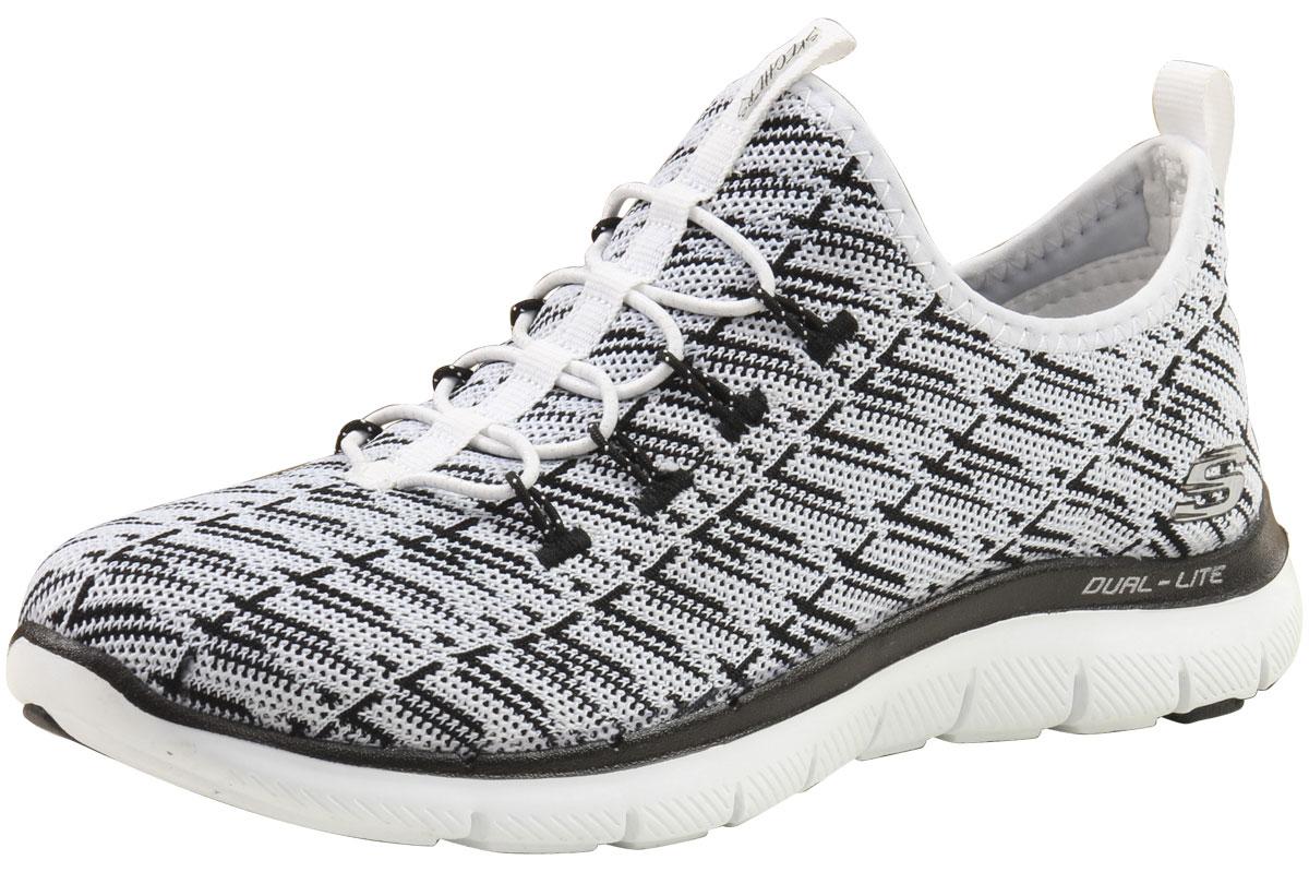 Skechers Women's Flex Appeal 2.0 Insights Sneakers Shoes - White/Black - 6.5 B(M) US