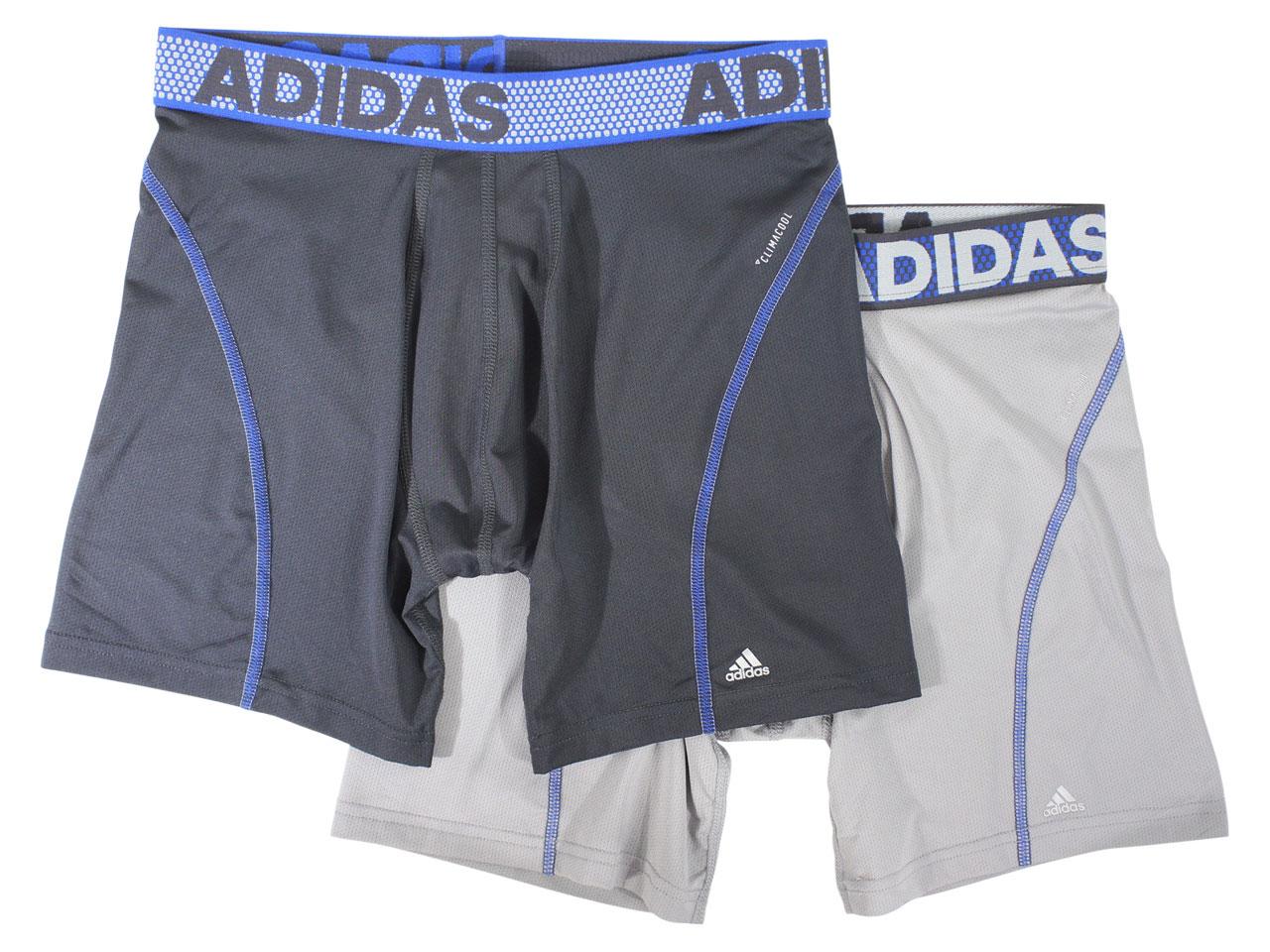 Adidas Men's 2 Pc Sport Performance Climacool Boxer Briefs Underwear - Light Onix/Night Grey - Large