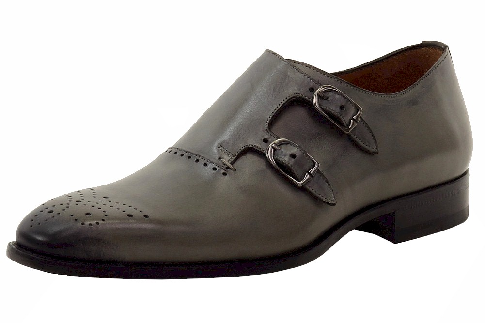 Mezlan Men's Gris Double Monk Strap Leather Loafers Shoes - Grey - 10 D(M) US -  Gris; 6177