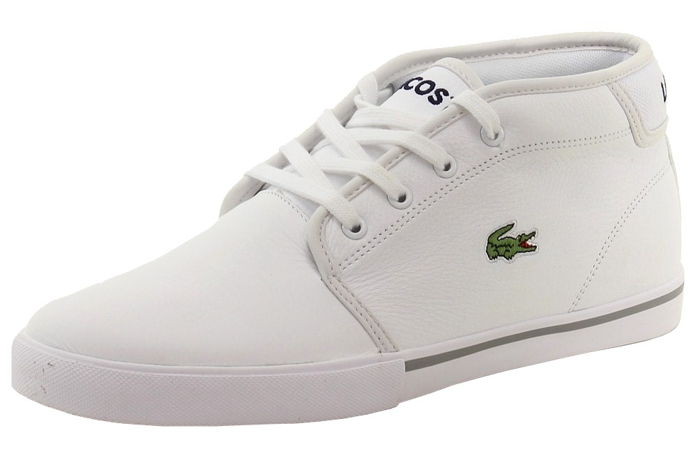 Lacoste Men's Ampthill Fashion Chukka Sneaker Shoes - White Pebbled Leather - 11 D(M) US