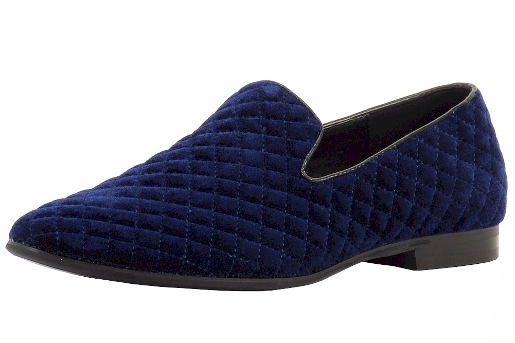 Giorgio Brutini Men's Chatwal Quilted Velvet Slip On Loafers Shoes - Blue - 9 D(M) US