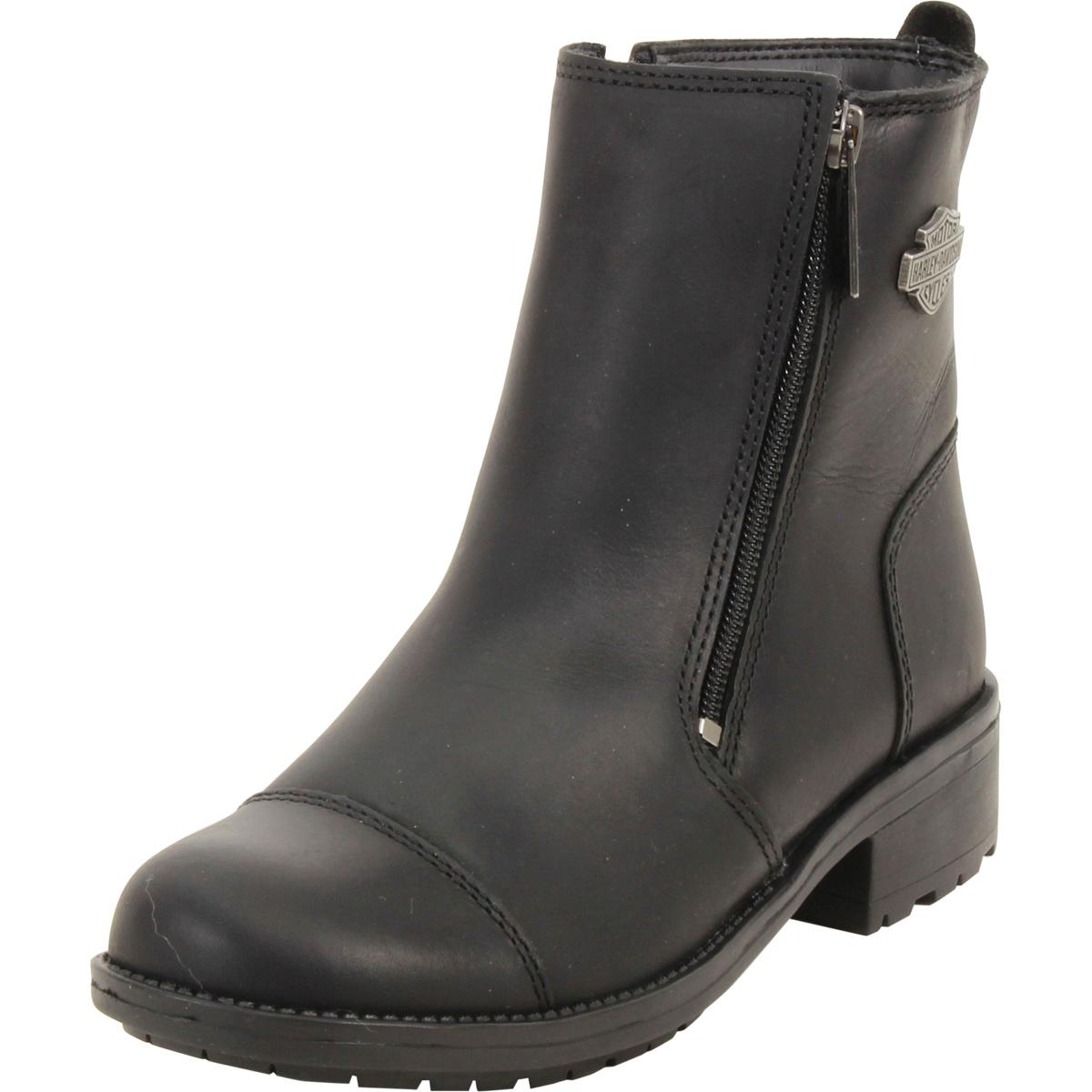 Women's  Dual Zip Ankle Boots Shoes - Black - 6 B(M) US - Harley Davidson Senter