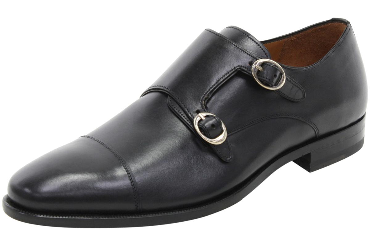 Mezlan Men's Rosales Leather Dressy Double Monk Strap Loafers Shoes - Black - 8.5 D(M) US