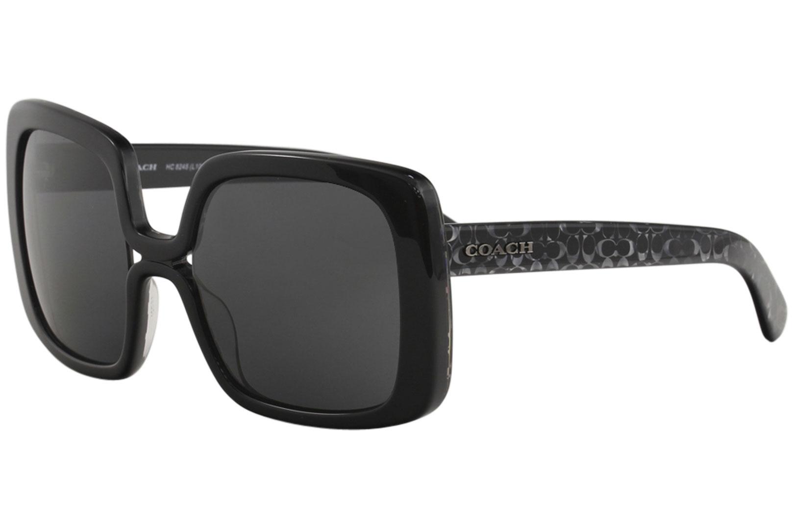 Coach Women's HC8245 HC/8245 Fashion Square Sunglasses - Black Signature C/Grey   552087 - Lens 56 Bridge 21 B 55.6 ED 65.5 Temple 140mm