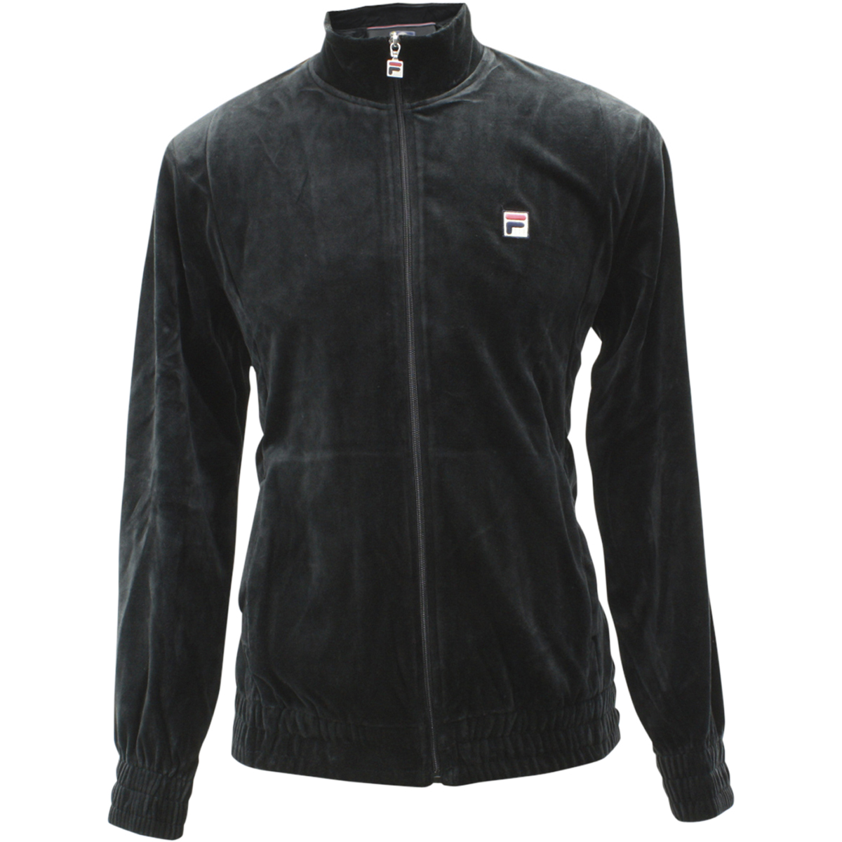 Fila Men's Solid Velour Zip Up Track Jacket - Black - Medium