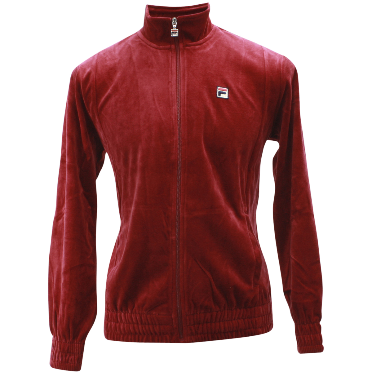 Fila Men's Solid Velour Zip Up Track Jacket - Red - Large