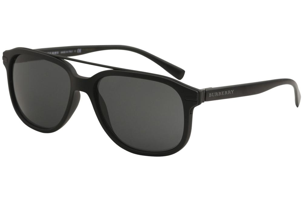 Burberry Men's BE4233 BE/4233 Fashion Square Sunglasses - Matte Black/Grey   3464/87 - Lens 57 Bridge 16 Temple 145mm