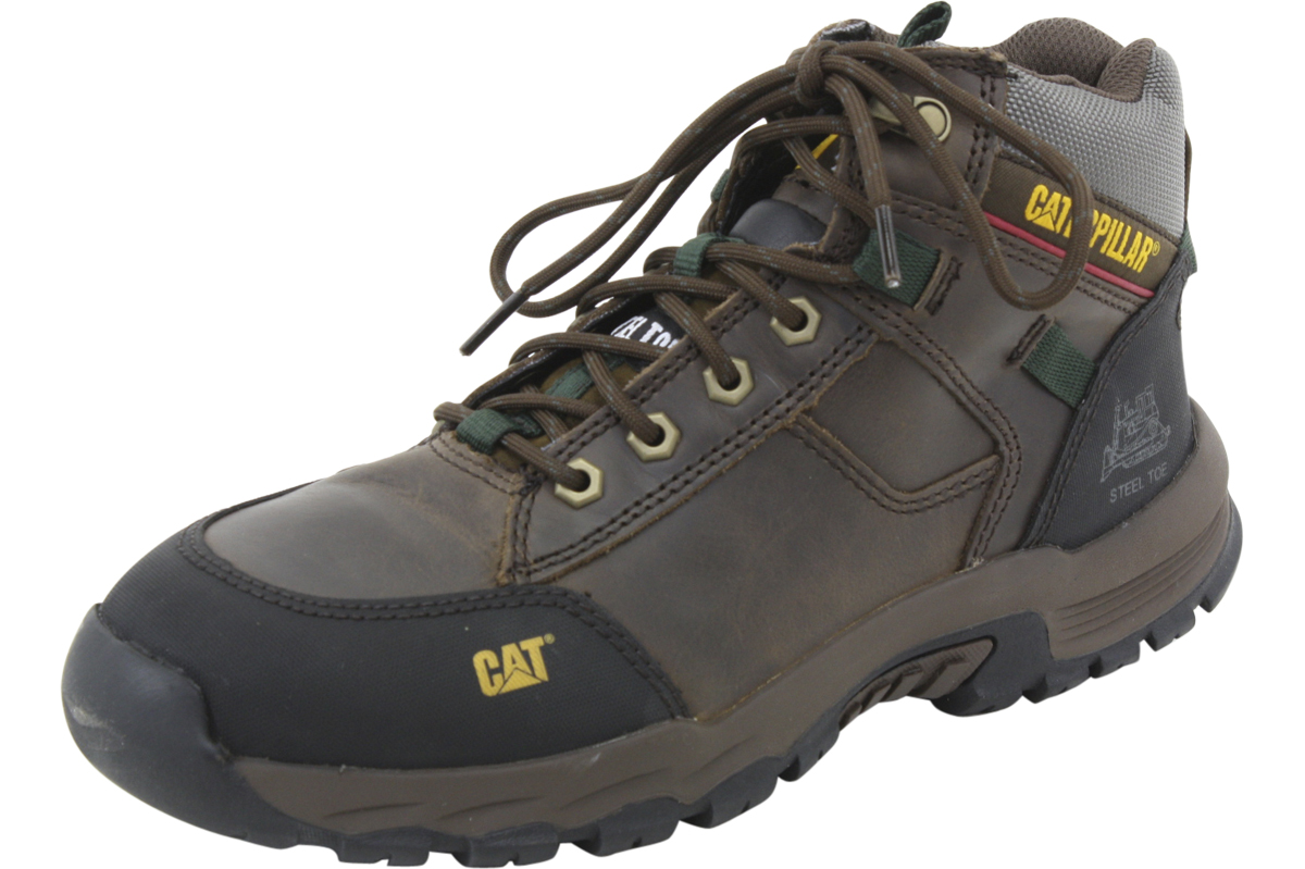 Caterpillar Men's Safeway Mid ST Steel Toe Slip Resistant Work Boots Shoes - Brown - 9.5 D(M) US