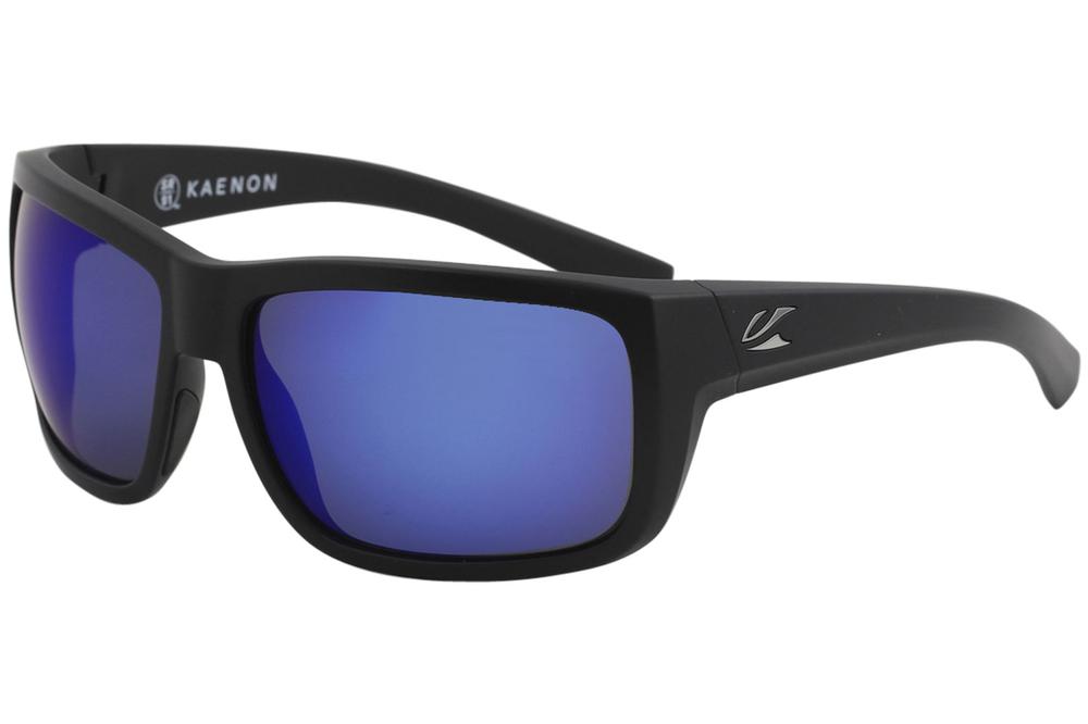 Kaenon Men's Redwood Fashion Wrap Polarized Sunglasses - Matte Black Gunmetal/Pol Brown Blue Mirror   G12 - Lens 64 Bridge 18 B 44 Temple 125mm