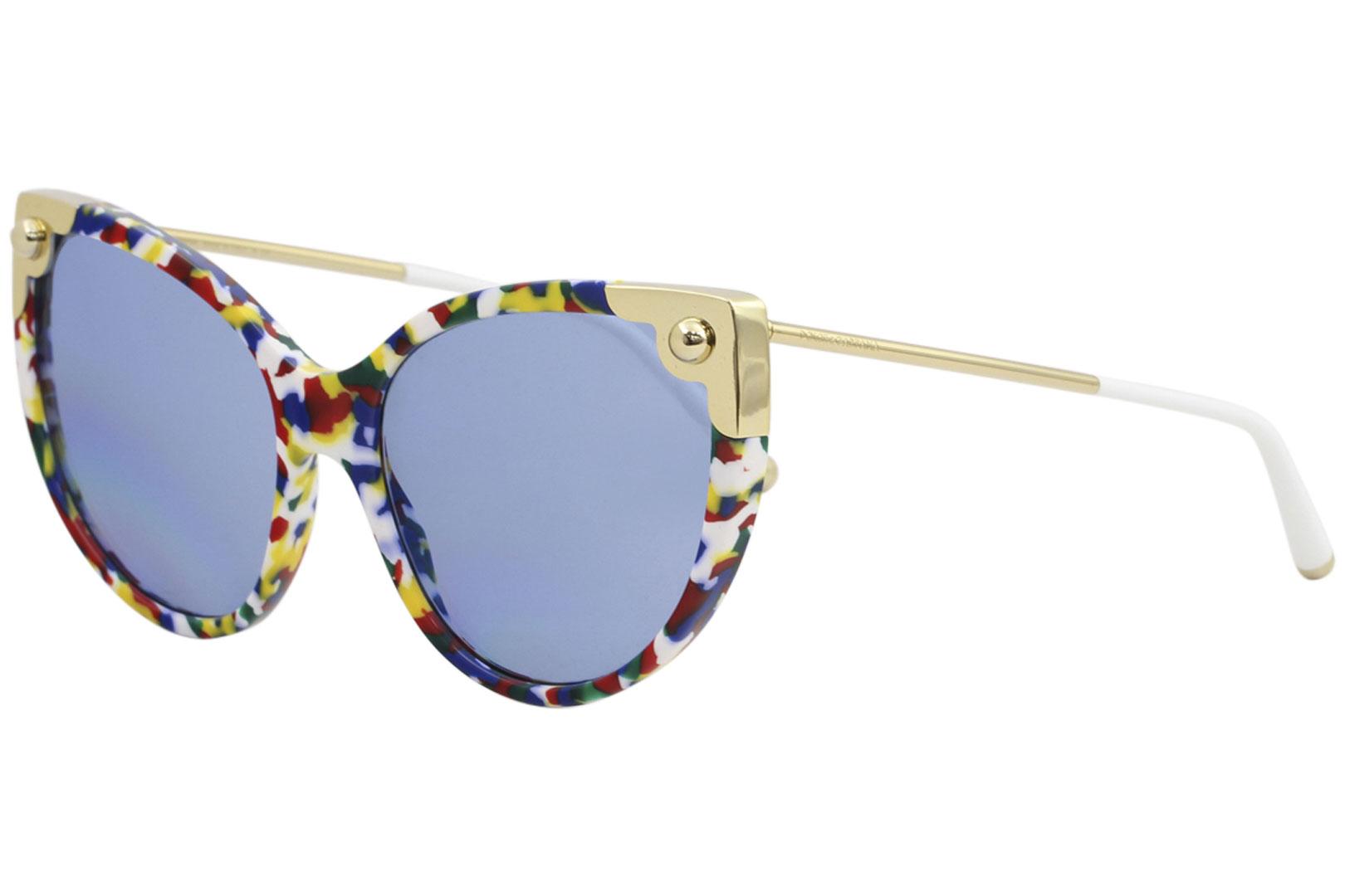 Dolce & Gabbana Women's D&G DG4337 DG/4337 Fashion Cat Eye Sunglasses - Multicolor Gold/Light Blue   3181/72 - Lens 60 Bridge 18 B 53.4 ED 70.8 Temple 140mm