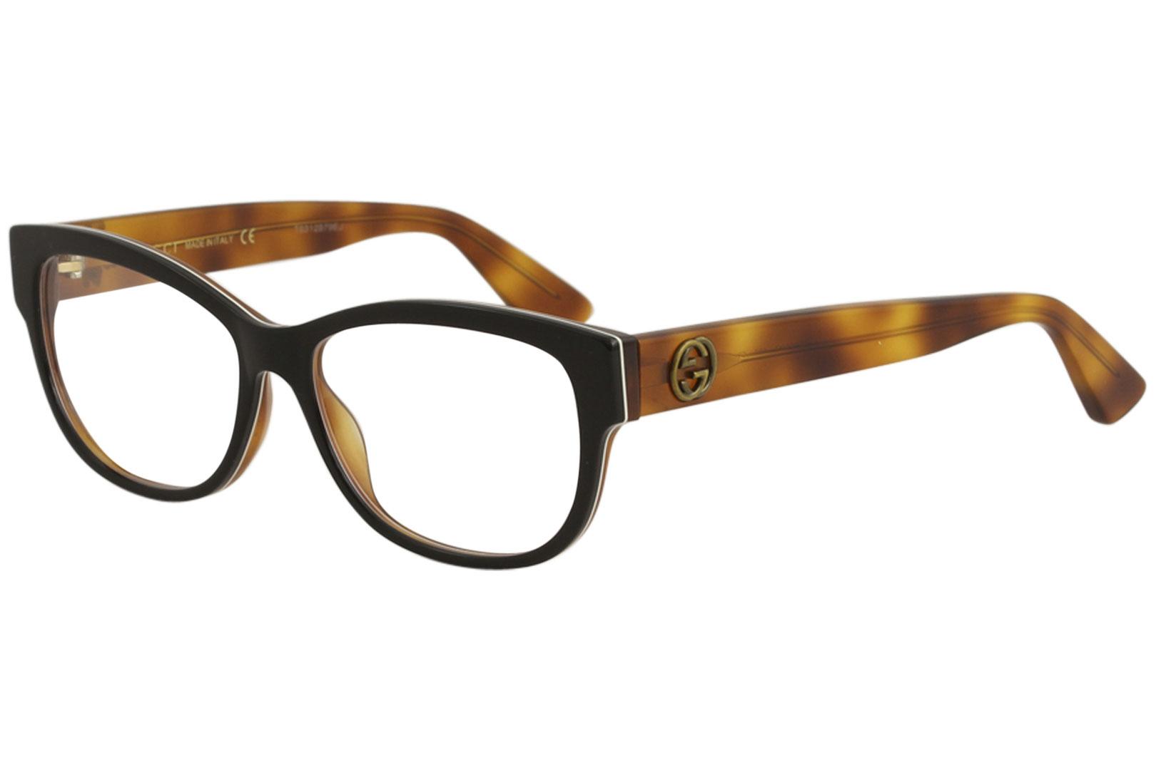 Gucci Women's Eyeglasses GG0098O GG/0098/O Full Rim Optical Frame - Black/Havana   003 - Lens 53 Bridge 15 Temple 140mm