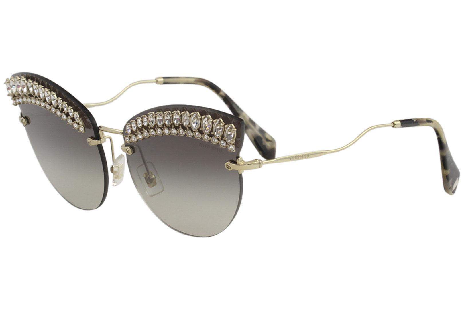 Miu Miu Women's SMU58T SMU/58T Fashion Cat Eye Sunglasses - Pale Gold/Grey Gradient Silver Mirror   E93/5O0 - Lens 65 Bridge 17 B 58.5 ED 81 Temple 145mm