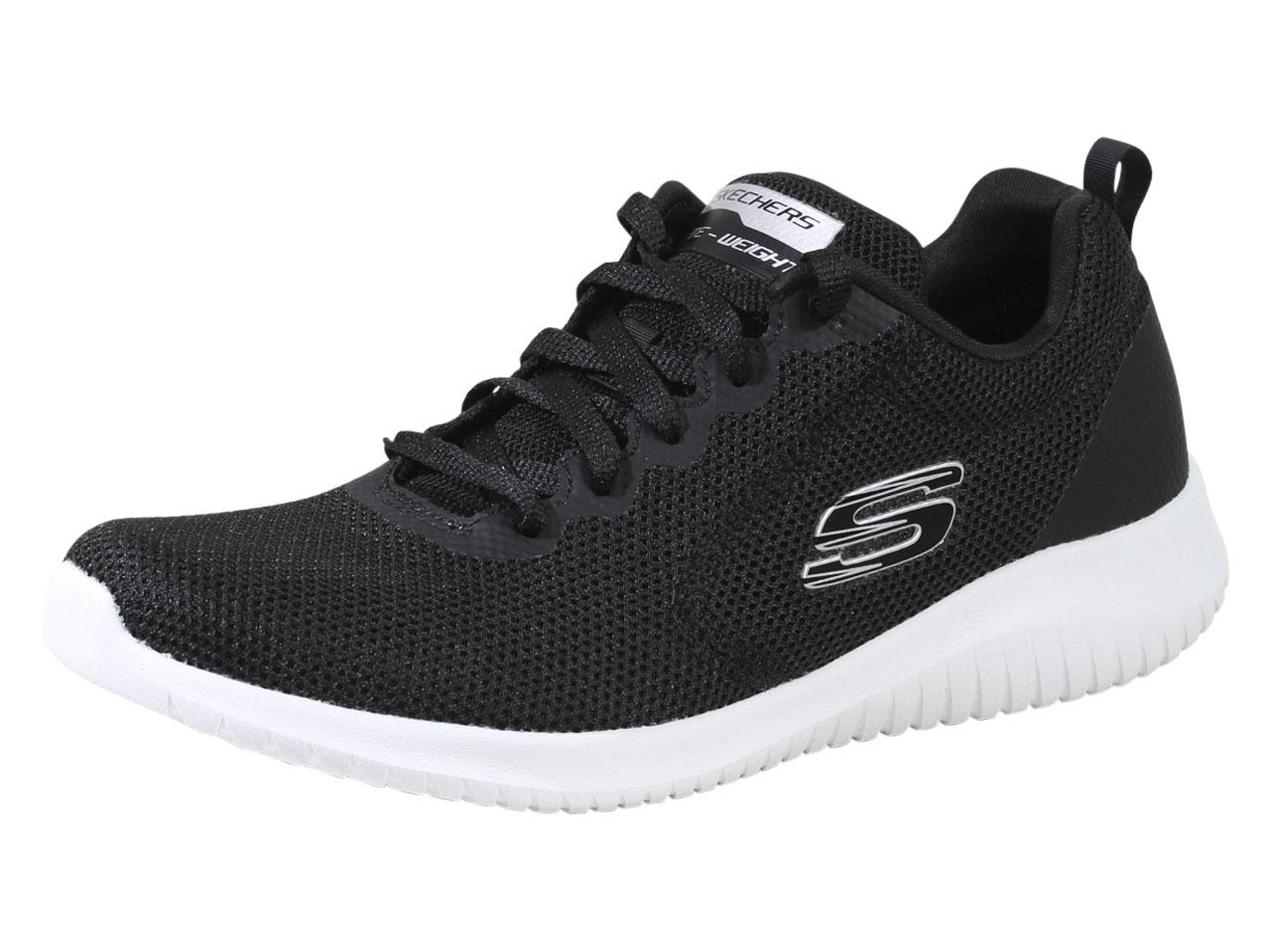 Skechers Women's Ultra Flex Free Spirits Memory Foam Sneakers Shoes - Black/White - 7.5 B(M) US