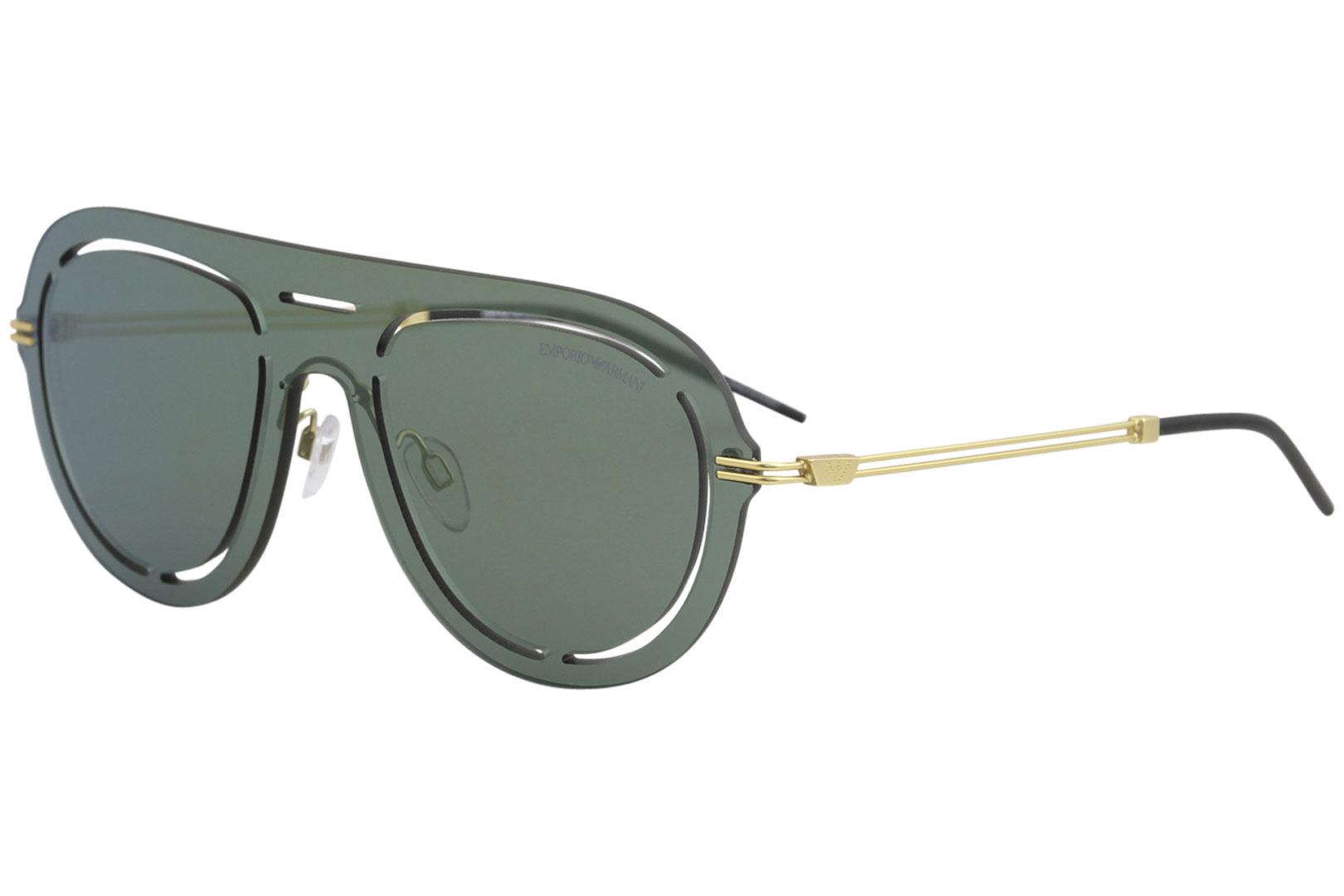 Emporio Armani Men's EA2057 EA/2057 Fashion Pilot Sunglasses - Gold/Light Green Mirror   3002/6R - Lens 41 Bridge 141 Temple 140mm