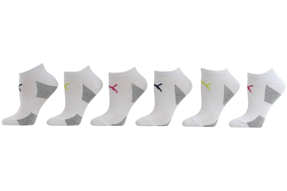 Puma Women's 6 Pack Low Cut Pumalite Athletic Socks - White/Pink - 9 11 Fits Shoe 5 9.5