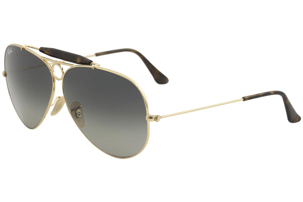 Men's  RB3138 RB/3138 RayBan Fashion Pilot Sunglasses - Gold Havana/Grey Gradient   181/71 - Lens 62 Bridge 9 B 54.2 ED 68.4 Temple 140mm - Ray Ban Shooter